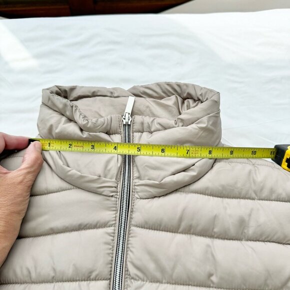 Zara Puffer Jacket women Size Small Removable Hood Beige Light Weight - Picture 5 of 16